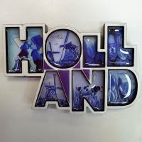 Holland koelkast magneet epoxy-woord Holland embossed blauw
