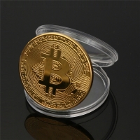 Bitcoin geluksmunt+ sleutelhanger goudkleurig