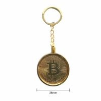 Bitcoin geluksmunt+ sleutelhanger goudkleurig