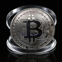 Bitcoin geluksmunt zilverkleurig