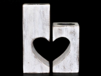 7223 waxinelichthouder hout hart set van 2 15x12cm naturel