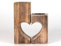 7223 waxinelicht hout hart set van 2 15x12cm naturel