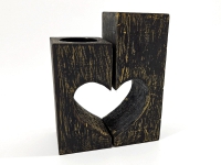 7223 waxinelichthouder hout hart set van 2 15x12cm naturel