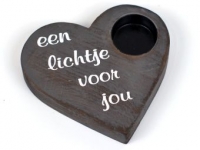 4613 waxinehouder-hout hart 14cm lichtje voor jou antiek grijs