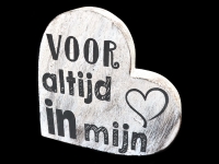 1309 teksthart hout m 15cm voor altijd in mijn hart antiek-wit