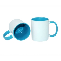 Beker-mok LICHT BLAUW met eigen bedrukking